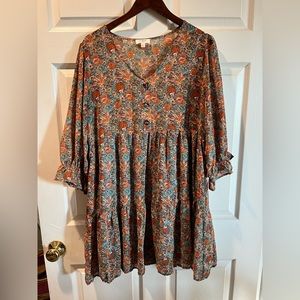 Umgee Floral Boho Mini Dress